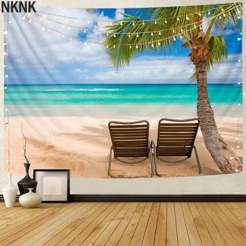 NKNK Brand Beautiful Tapiz Beach Rug Wall Coconut tree Home Tapestrys Landscape Wall Tapestry Decor Mandala Hippie Printed