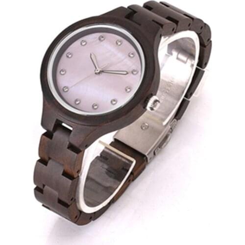 2018 Newest Full Women Wooden Watch With Fashion Shell surface Simple Clock Japan MIYOTA Movement For Christmas Gifts