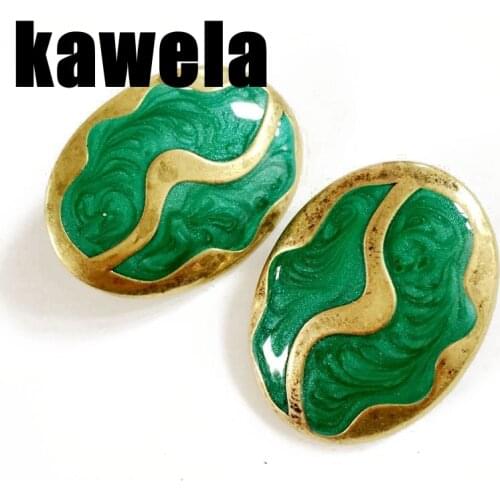 New Sweet Green Enamel Cute Earring Clip Vintage Big