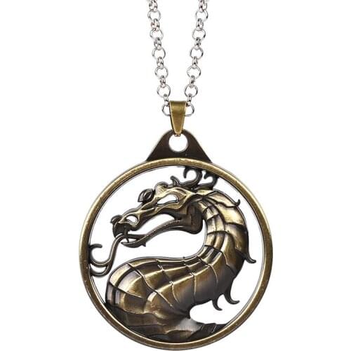 Jewelry Gift Dragon Badge Long Chain Necklace