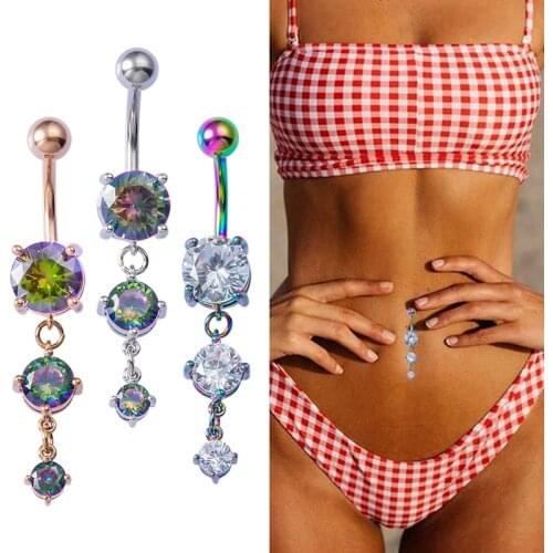 1pc Sexy Navel Piercing Belly Ring Belly Button Rings Barbell Bar Copper Dangling Ombligo Party Round for Woman Body Jewelry 14g