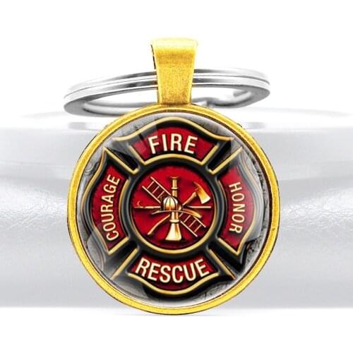 Fire rescue Courage Honor Key Chains Classic Men Women Firemen Pendant Key Rings Jewelry Gifts