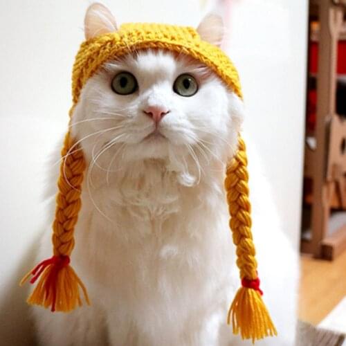 Cat Dog Puppy Animal Christmas Hat Knitted Cap Cute Cartoon Handmade Dog Cat Hat Animal Party Costume Cap Pet Decor Accessory
