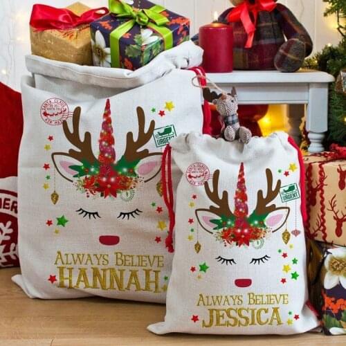 Christmas Gift Bag Unicorn Drawstring Bag Xmas Sack WB1106