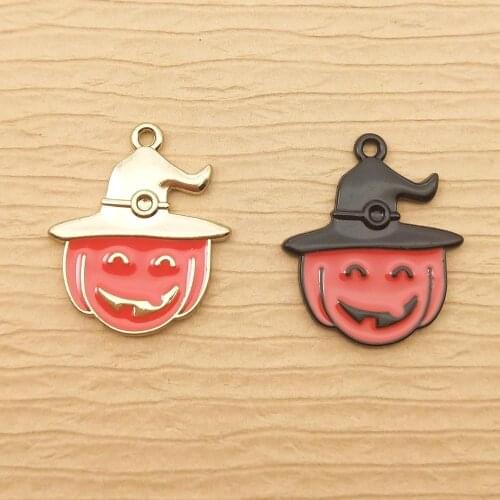 10pcs 21x25mm enamel pumpkin charm for jewelry making crafting earring pendant bracelet charm necklace charm diy finding