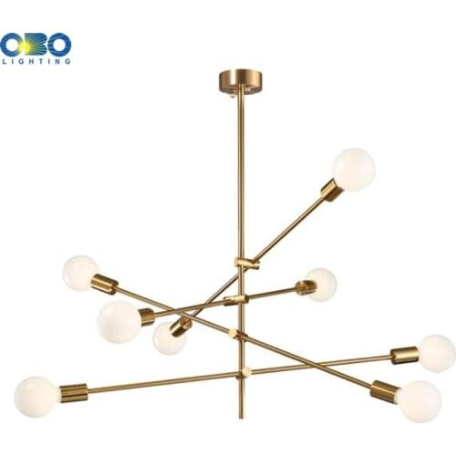 Nordic Pendant Lamp Iron Gold E27 LED Modern Indoor Lighting Luxurious 4/6/8 Heads For Bar Stair Dining Room Loft Pendant Lights