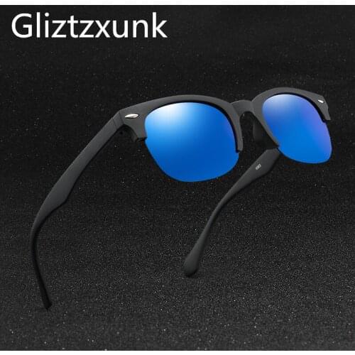 Glitztxunk Polarized Sunglasses Men Semi Rimless Women Retro Brand Designer Half Frame Sun Glasses Classic UV400 Oculos De Sol