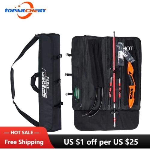Portable Foldable Takedown Recurve Bow Bag Archery Bow Soft Case Shoulder Handle Carrying Shooting Blue Black Hunting Bow Bag