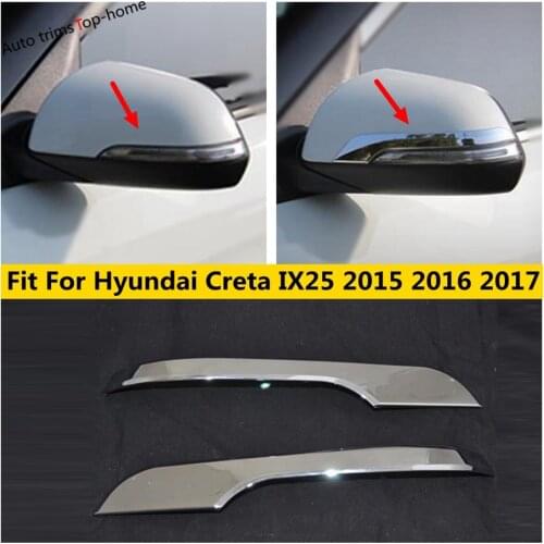 Yimaautotrims Door Rearview Mirror Protection Cover Decoration Trim 2 Pcs Fit For Hyundai Creta IX25 2015 2016 2017 ABS Chrome
