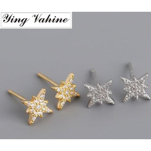Ying Vahine New Arrival 100% 925 Sterling Silver Mini Zircon Star Small Stud Earrings for Women Free Shipping
