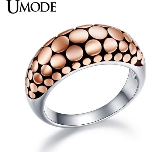UMODE Vintage Round Serpentine Dome Rings for Women Rose Gold Color Antique Cocktail Rings Party Jewelry Anillos Mujer AUR0389