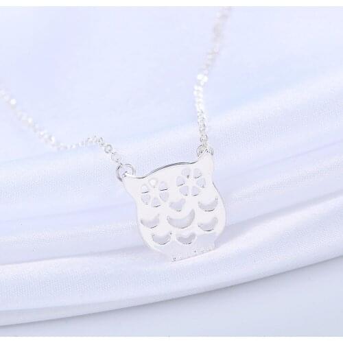 Chandler Cute Owl Pendant Necklaces For WomenHollow Out Bird Longo Chain Collars Handmade Jewelry Party Accessary Wholesale