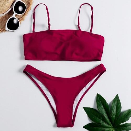 2020 new swimsuit bikini sexy solid color high waist split swimsuit bikin swimsuit female