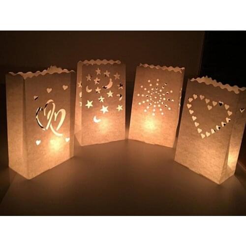 10PCS Wedding Heart Light Holder Paper Lantern Candle Bag Home Romantic Wedding Party Decoration Valentines Day Gifts Supplies
