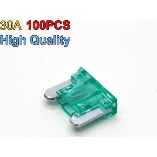100PCS/Lot New Auto 30A Car Boats Blade Fuses Mini Size Type 30 Amp