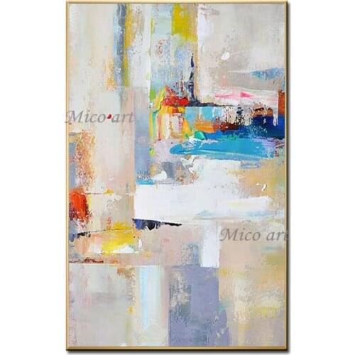 100% modern high quality handmade color block abstract oil painting on canvas for frameless corridor