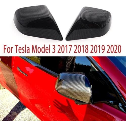 2pcs Side Rearview Car Styling High Quality Shell Carbon Fiber Pattern for Tesla Model 3 2017 2018 2019 2020 Mirror Cover Caps