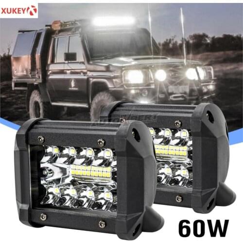 2X 4inch 60W 20LED Waterproof Work Light LED Bar Spot Flood Beam Work Lamp Driving Offroad Boat Car Tractor Truck UTV 12V 24V