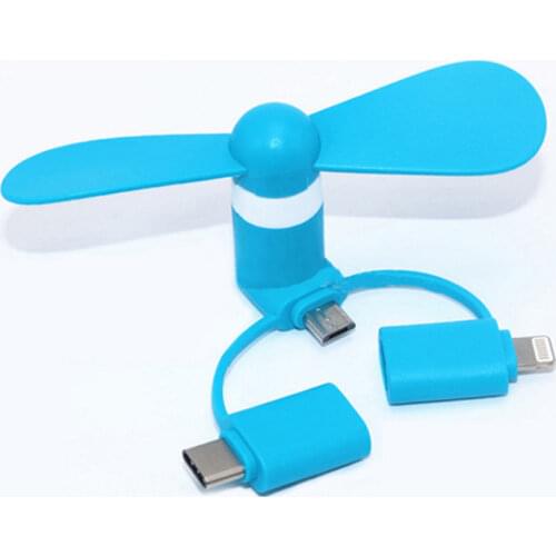 3 IN 1 Portable Cell Phone Mini Fan Cooling Cooler Travel Mobile phone fan for Android Type-c USB Silent fan For phone