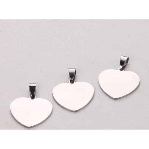 350pcs/lot Stainless Steel Heart Pet Dog tag Charm Pendant Blanks Engraving Necklace Women Jewelry
