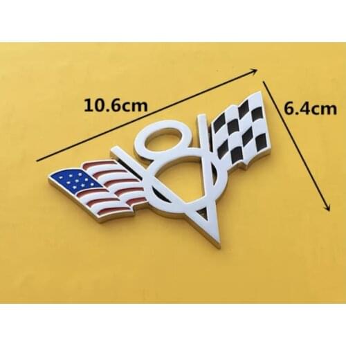 3D Metal Chrome Auto V8 Vintage Logo USA Flag Trunk Emblem Badge Decals Sticker Car Accessories