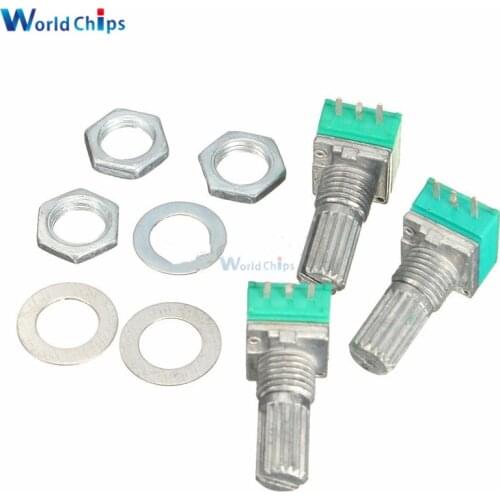 5PCS B10K 10K Ohm 3 Pin 6mm Single Linear Rotary Potentiometer with Nuts And Washers 15mm Knurled Shaft Potentiometer