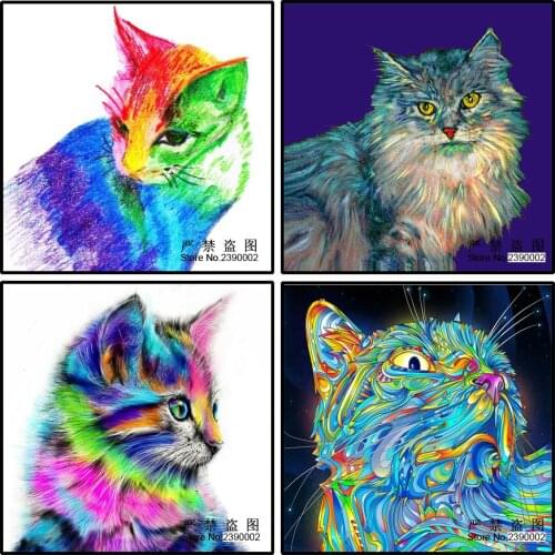 Animal DIY 5D Diamond Mosaic Cartoon Color Cats Handmade Diamond Painting Cross Stitch Kits Diamond Embroidery Rhinestones Arts