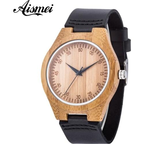 2018 Brand Wood Watches Men Casual Leather Women Bamboo Wristwatch Luxury Men Leather Women Wristwatch Relogio Masculino