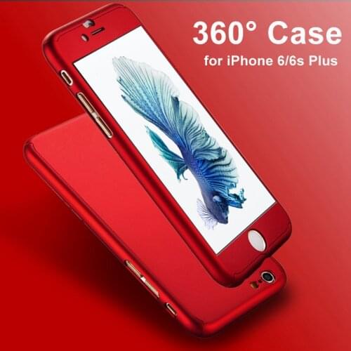 Premium All around 360 case for iPhone 7 8 Plus 6 6s Plus iphone7 Full Body Case Hard Cover rubber matte coating +tempered glass