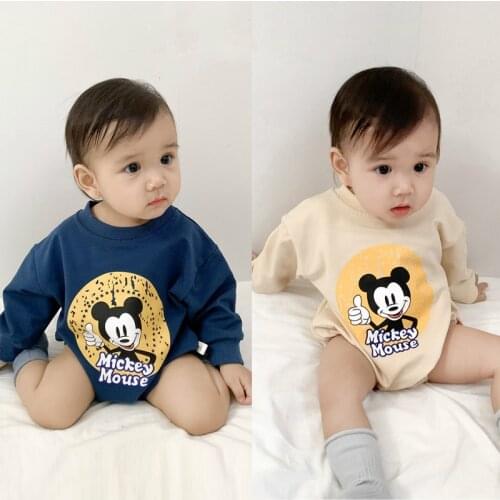 0-3 Years Old Baby Cartoon Romper 2020 Autumn Men and Women Baby Printed Long-Sleeved One-Piece Suit Triangle Crawling Clothes