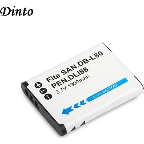 DINTO 1300mAh DB-L80 D-LI88 D LI88 DB-L80A Camera Battery for Sanyo VPC-CG10 CG20 PENTAX VPC-CG88 CG100 DB-L80AU DBL80 DB L80