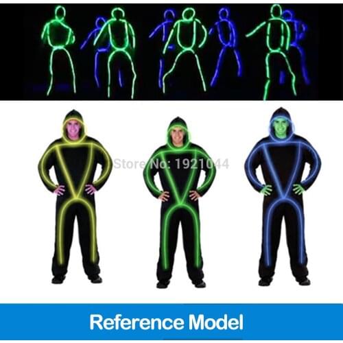 EL Wire Suits DIY Matchstick Men 10 Colors Choice LED Suits EL Wire Clotheing for Holiday Lighting Party Decoration