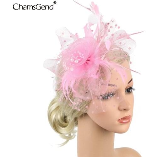 Elegant Flower Feather Mesh Corsage Hair Clip Party Wedding Bridal Hair Accessories Tiara Hat Evening Party Dress Hair Headband