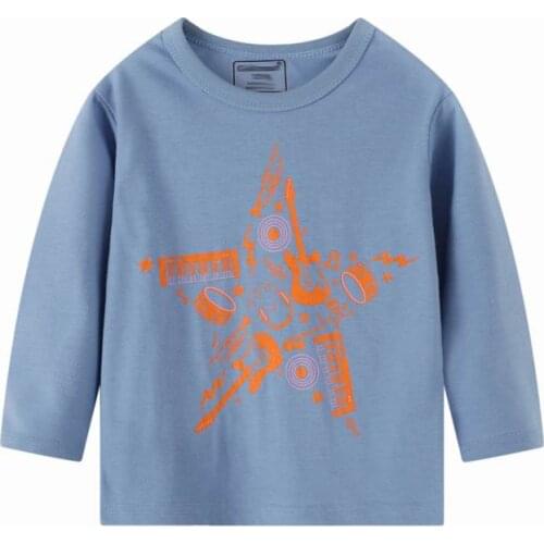 Jumping Meter Boys Spring Autumn Cotton Toddler Baby Long Sleeve Five-pointed star pattern Tops T-Shirt Casual Clothing 2-7Years