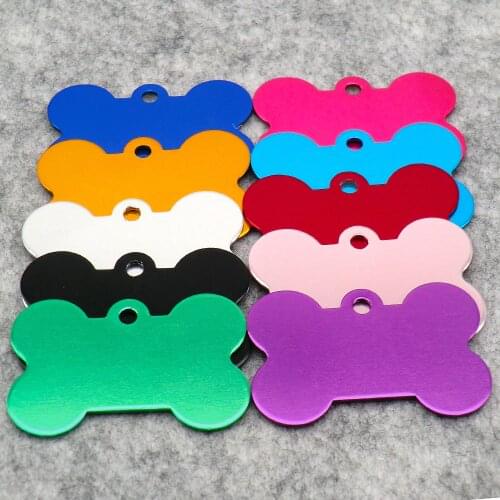 Wholesale 100pcs Dog ID Tag Aluminium Pet Tag Bone Puppy Dog Collar Customized Name Pendant Customized Dog ID Tags For Collar