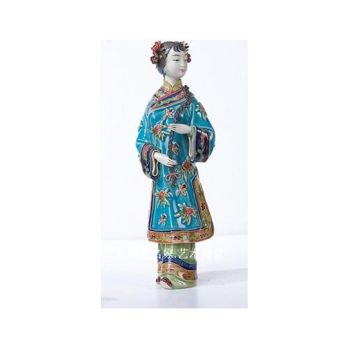 Classic figures, ladies Crystal Clear Shiwan Doll Ceramic gift model room lady Sculpture Beauty Women statue Home decoration