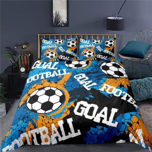 Bedding Sets Luxury 3D Football Print 2/3Pcs Comfortable Kids Teens Duvet Cover Pillowcase Home Textile Single/Queen/King Size