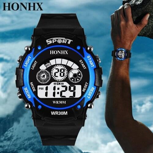 Mens electronic boy life-saving waterproof digital led multifunctional sports watch childrens alarm date watch gift