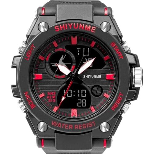 SHIYUNME Men Sports Watch Luminous Electronic multi-function alarm Clock Dual Movement Wristwatch Waterproof Military Watches