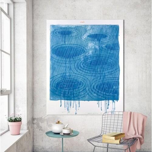 WANGART Watercolor Wall Canvas Art Painting Abstract Posters Raining Picture Wall Home Decor Print For Living Room Unframe