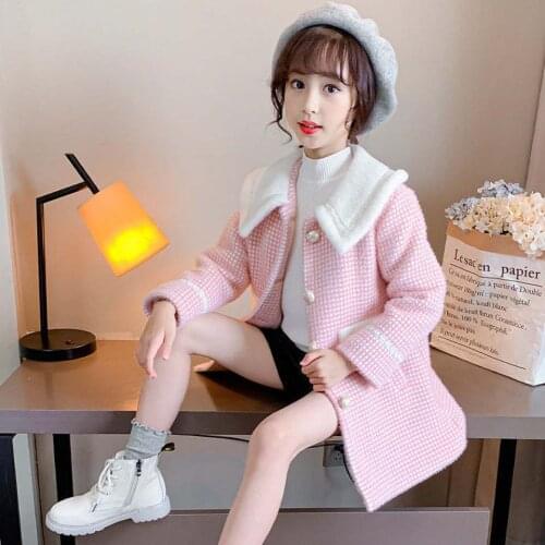 New Korean Fashion Foreign Trade Children Autumn and Winter Woolen Coat Girls Woolen Coat Autumn and Winter Wear