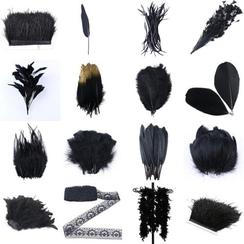 Wholesale Black Ostrich Goose Feathers Trims for Crafts Party Decoration DIY Pheasant Feather Jewelry Making Home Wedding Plumes