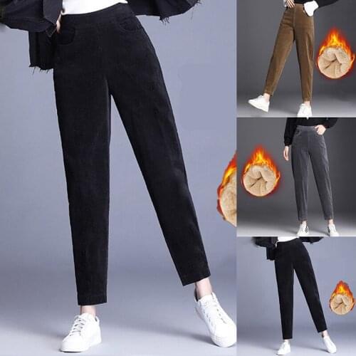 Thick Plush Corduroy Coat Casual Pants Women Warm Autumn And Winter Trousers 2021 High Waist Harem Pants Trousers Women