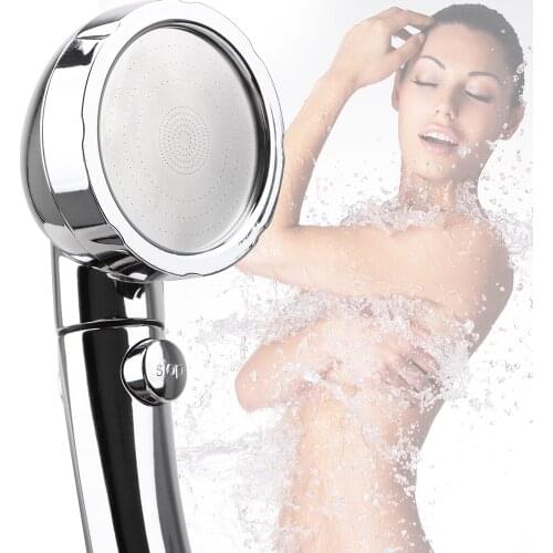 High Pressure Three Modes Handheld Shower Head Water Saving 360 Degrees Rotating Adjustable