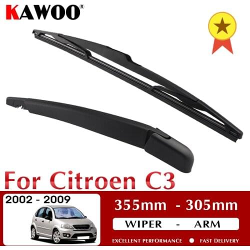 KAWOO Auto Car Rear Wiper Blade Blades Back Window Wipers Arm For Citroen C3 Hatchback (2002-2009) 355mm Auto Windscreen Blade
