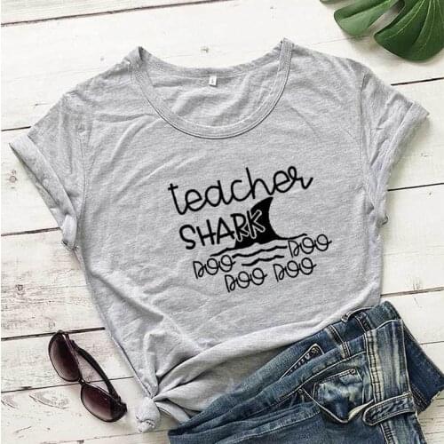 Teacher Shark Doo Graphic Women T Shirts Aesthetic Plus Size Shirts Cotton O Neck Short Sleeve Top Tees Fashion casual Tshirt