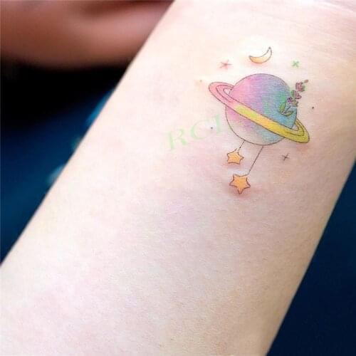 Waterproof Temporary Tattoo Sticker Rainbow planet universe moon stars cartoonTatto Flash Tatoo Fake Tattoos for Kids Men Women