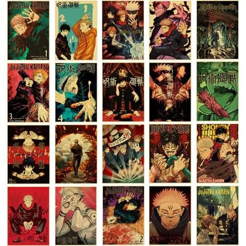 Japanese anime canvas painting Jiu-Jitsu Kaisen retro posters and prints printing mural pictures childrens room home wall decor