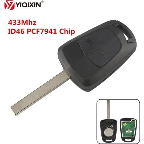 YIQIXIN 2 Button Remote Control Car Key 433Mhz PCF7941 Chip For Opel Vauxhall Astra H Corsa D Zafira B Uncut Blank HU100 Blade