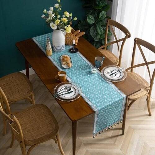 Green Plaid Table Runner Modern Dining Coffee Kitchen Table Insulation Wedding Restaurant Decoration Nappe De Table Manteles